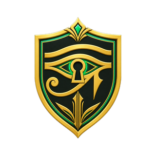 AmunBet Protect emblem: a golden shield with an Eye of Horus and keyhole